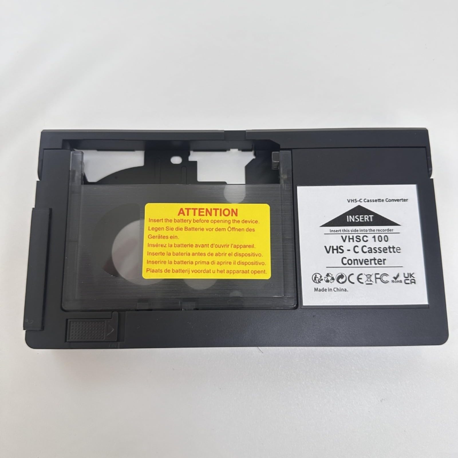Para VHS-C a adaptador VHS, funciona con pilas, convertidor de casete para VHS-C a para grabadora de vídeo VHS, adaptador de conversión compacto para reproducir fácilmente viejas grabaciones de