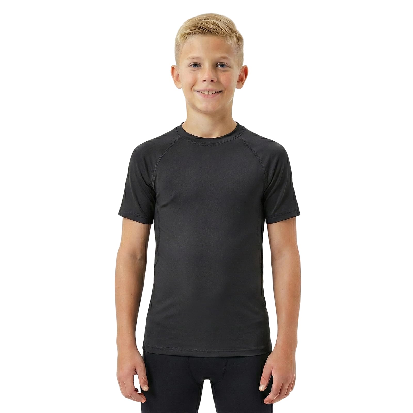 HYCOPROT Maglia a Compressione per Ragazzi Maniche Corte Base Layer Camicie a Compressione da Bambino Allenamento a Strato Base Traspirante e Asciugatura Rapida