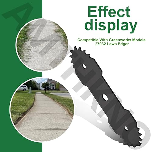 Miniatura 4 de Juego de 4 cuchillas de repuesto de 7.5 pulgadas 29182 compatibles con los modelos Greenworks 27032 de acero endurecido, con un indicador de oreja y