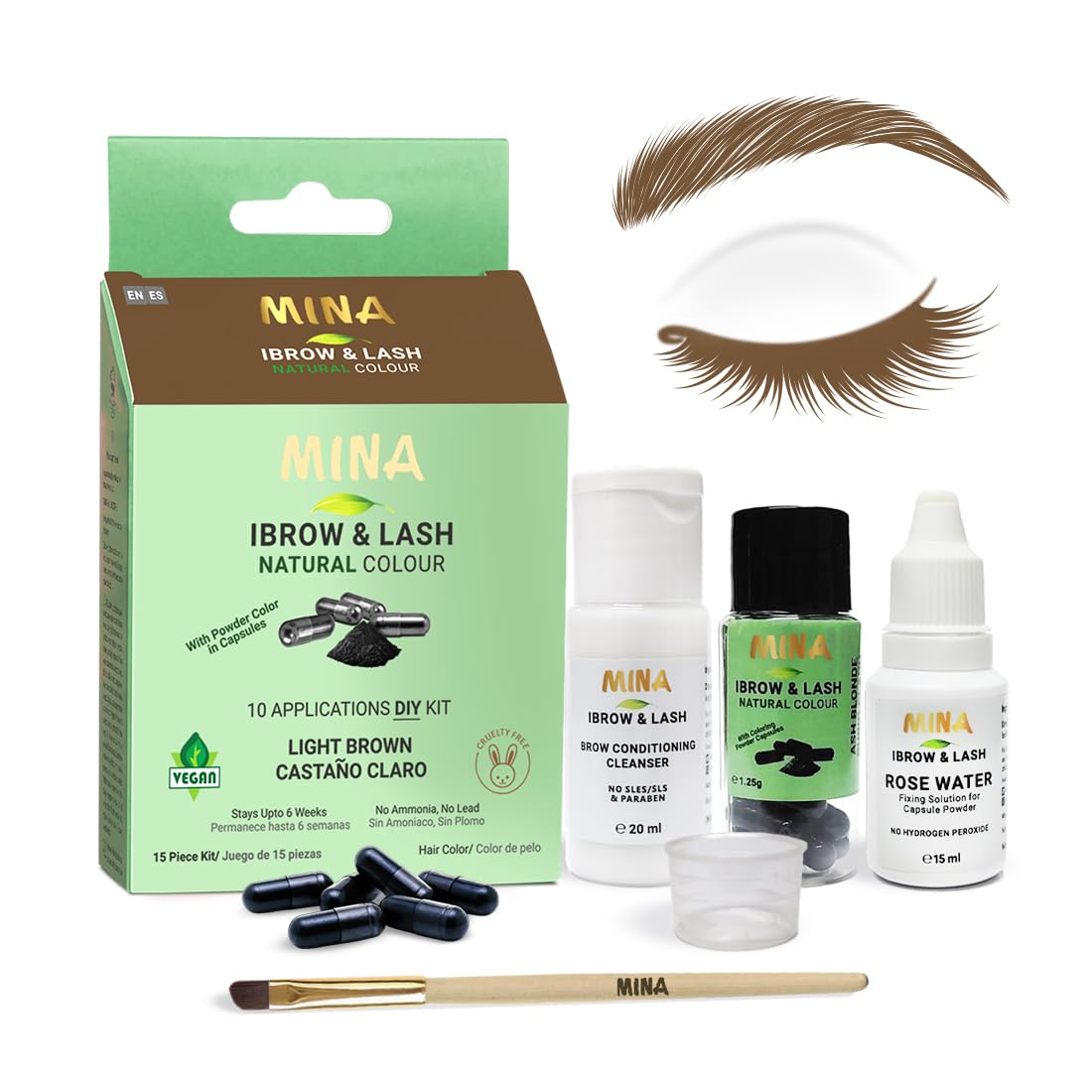 Mina ibrow & Lash Tint kit Light Brown Long Lasting