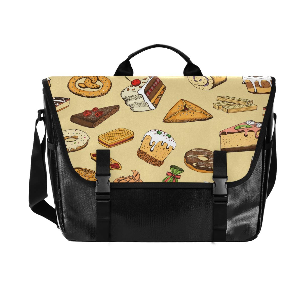 Pastry Sweets Cakes Kulich Piece Shoulder Briefcase Pack for Men Boy Teens Crossbody Backpack Canvas Satchel Messenger Bag Leisure