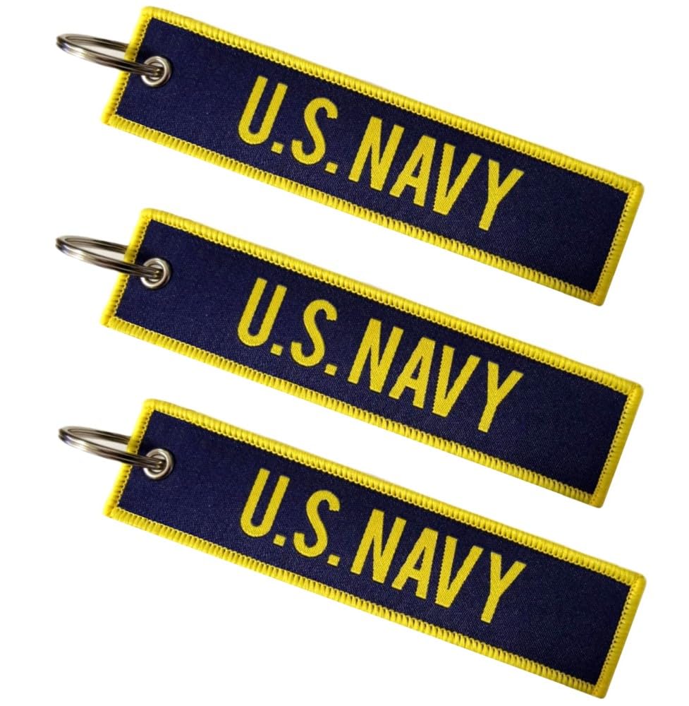 FHZJKJX 3 Pack US Navy, Key Chain Tag with Key Ring - Keys, Cars, Motorcycles, Backpacks, Luggage and Gifts - EDC