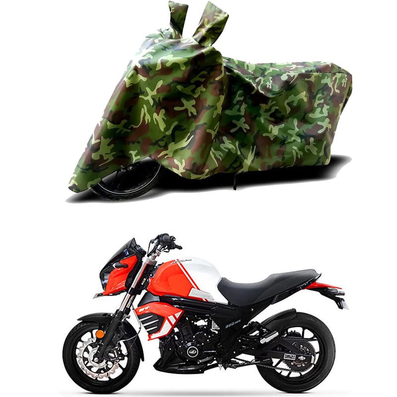 Image of 100% Water Resistant Bike Scooty Two Wheeler Body Cover Compatible for Mahindra Mojo 300 ABS BS6 /UV-Rays /Heat Protection /Birds Dropping /Scratchproof /Dust Proof /Waterproof /All [Green MJ]