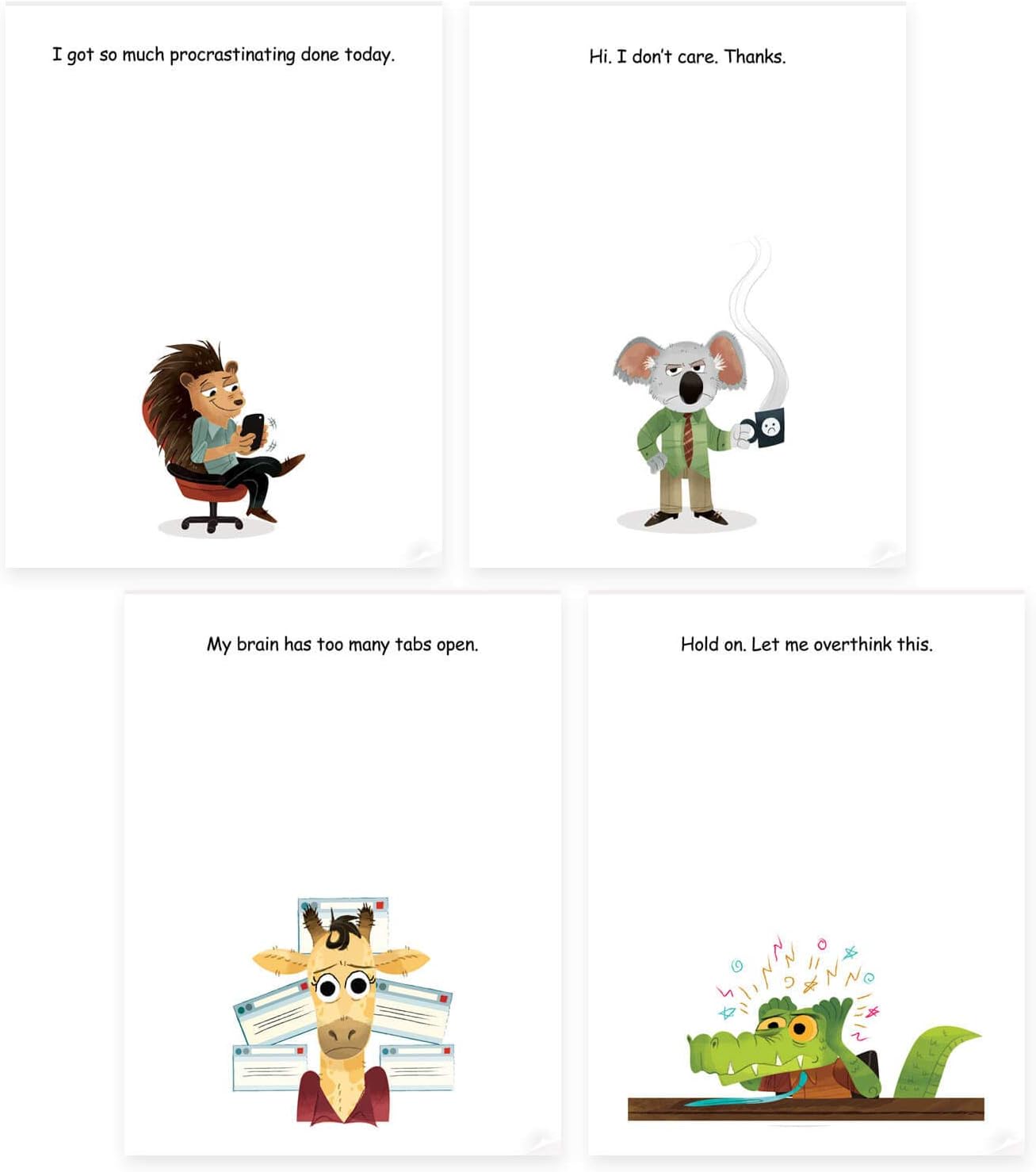 Funny office sticky note pads bundle - 4 fun notepad designs perfect as novelty gag gifts for friends boss coworker or office memo supplies