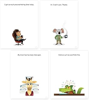 Funny office sticky note pads bundle - 4 fun notepad designs perfect as novelty gag gifts for friends boss coworker or office memo supplies