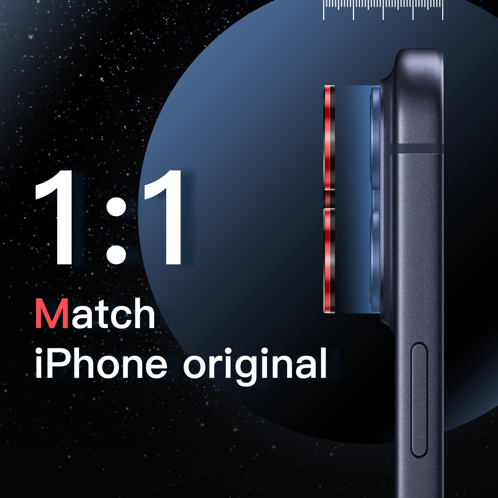 JETech Ochraniacz Obiektywu Aparatu dla iPhone 17 Pro/17 Pro Max | Czarny+Czerwony, 1 Zestaw, Szkło Hartowane 9H, Metalowe Osłony Pierścieniowe, Dwukolorowe, Łatwa Taca Instalacyjna