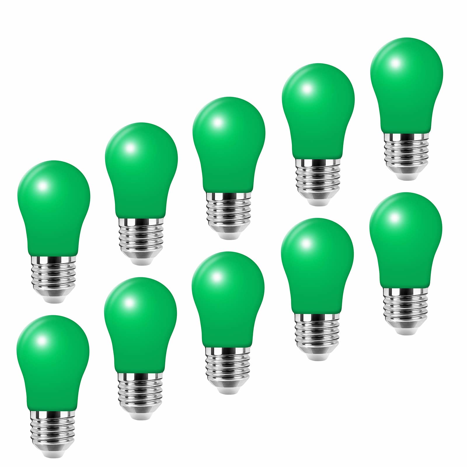 WULUN A50 3W Color Green LED Bulbs, E27 Screw Base, AC/DC 220-240V, High Brightness,Festival Decorative Atmosphere,Energy Saving, 10Pack