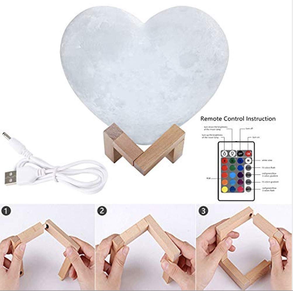 Personalisierte Mondlampe mit Foto und Text Benutzerdefinierte Herzlampe 3D-Mondlampe für Schlafzimmer Wohnzimmer dekorativ