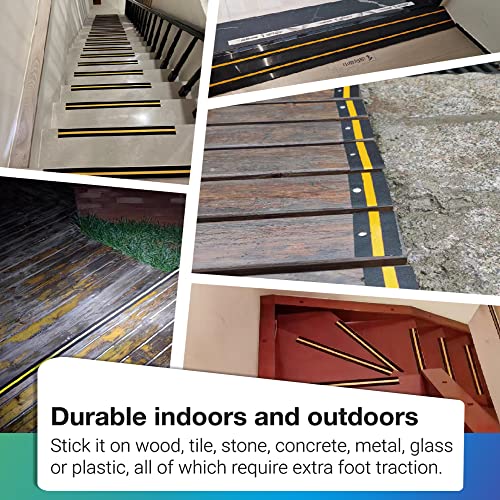 Rxjt Anti Slip Tape With Reflective Strip For Stairs| Reflective Anti Slip Tape| Grip Tape For Stairs| Stair Treads Non Slip Tape| Non Skid Tape| Non Slip Tape| Outdoor Waterproof |2In*16.4Ft 80 Grit #TOP5