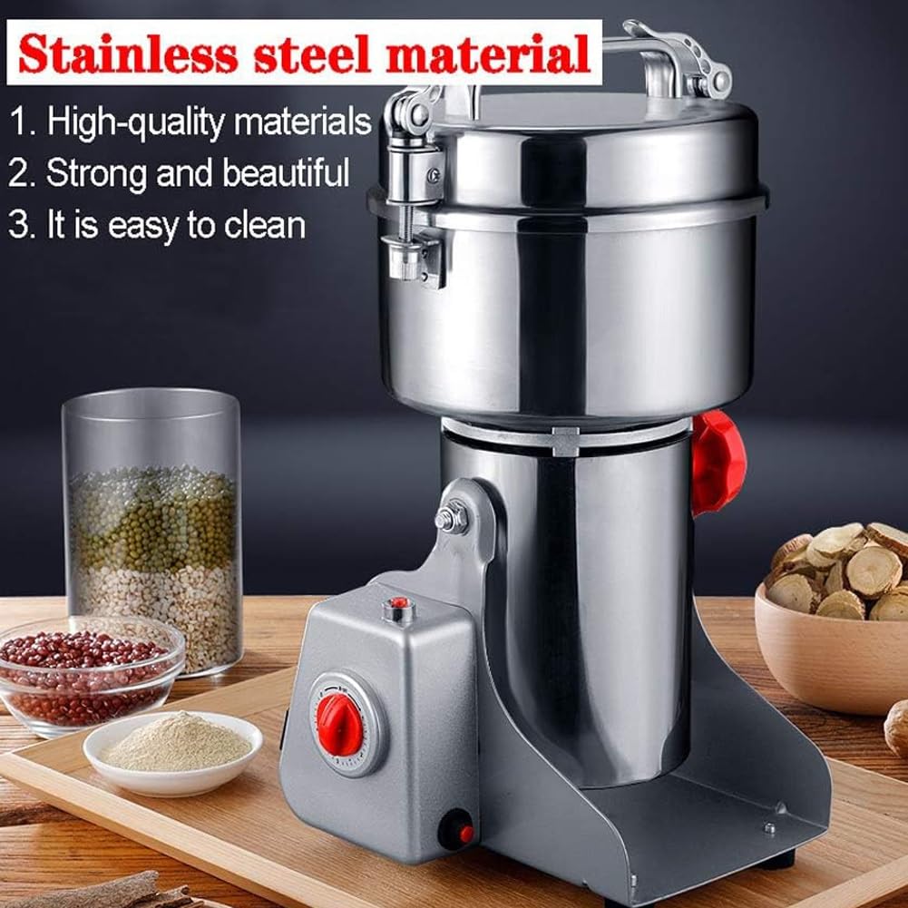 Moulin à grains électrique,800g/1000g/2500g,grains commerciaux,épices,herbes,céréales,café,aliments secs,broyeur,machine de broyage avec protection contre les surcharges et minuterie de 5 minutes(2500