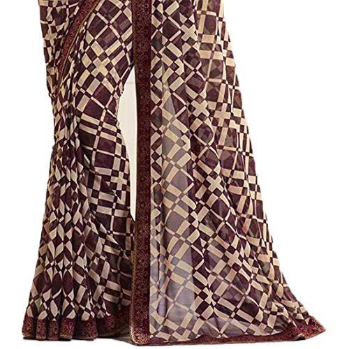 Image of RAJESHWAR FASHION WITH RF Women's Printed Georgette Sarees For Women With Jacquard Work Lace Border & Blouse Piece(Yellow Multicolored Free Size 6.30 Mtr)