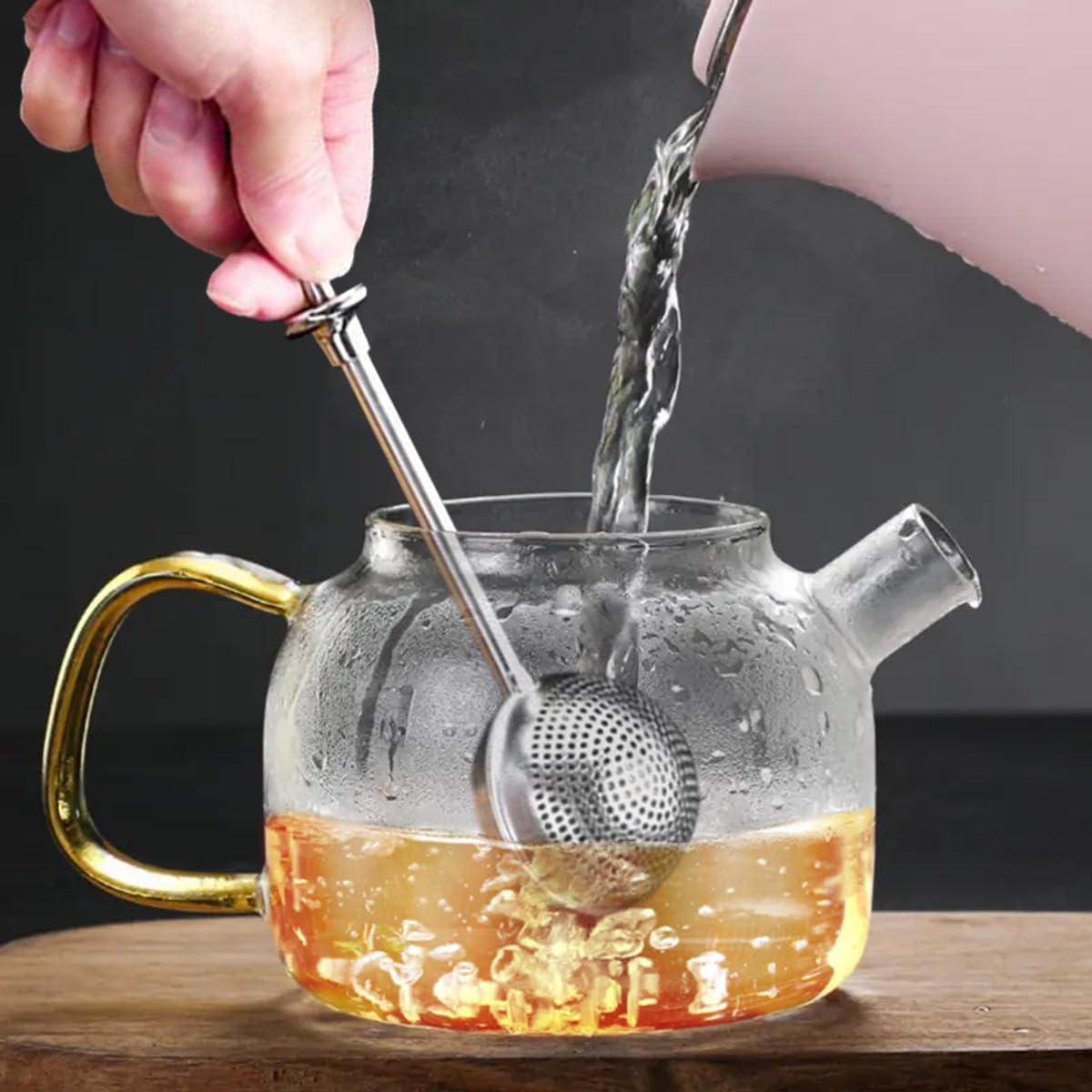 Paquete de 2 bolas de té, infusor de té para té de hojas sueltas, coladores de té para té suelto, colador de té de acero inoxidable, té de hojas sueltas, fácil de limpiar, colador de malla fina