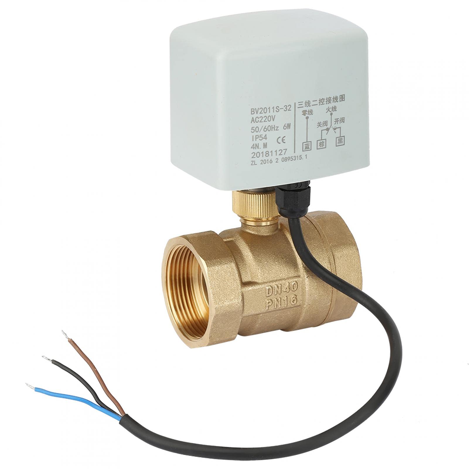 Buy DN40 Motorized Ball Valve, AC220V 2 Way 3 Wire Brass Electric Ball Valve Actuator Motor With