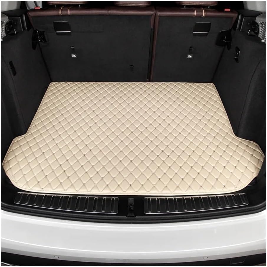 Car Boot Liner Compatible With Porsche Macan 2014 2015 2016 2017 2018 2019 2020 2021 2022 PU Leather Customized Car Trunk Mat(Beige)