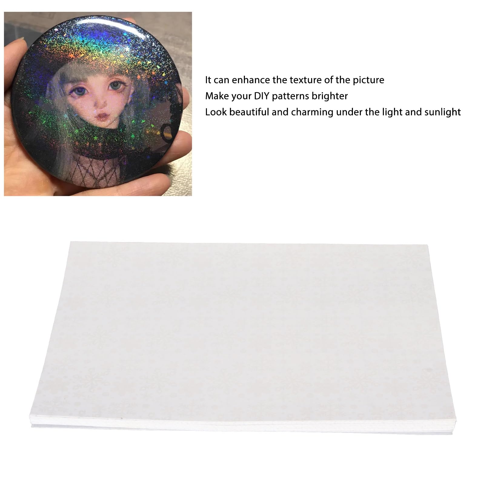 Foglio Laminato a Freddo Olografico, 50 Fogli A4, Tagliabile, Materiale BOPP, Impermeabile, Autoadesivo Fai-da-te, Facile da Usare, per Decorazione di Sfondo (Pellicola del