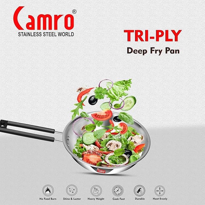 Image of Camro Triply Artisian Deep Fry Pan (10 No, 0.8 Liters) | Sauce Chai Pan | Tea Pan MilkPan Saucier Cooking Pot for Boil Warm | Induction Friendly | Dishwasher Safe