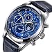 Men's Watches Blue Leather Chronograph Waterproof Watch Date Shows The Analog Star Sport Quartz Watch