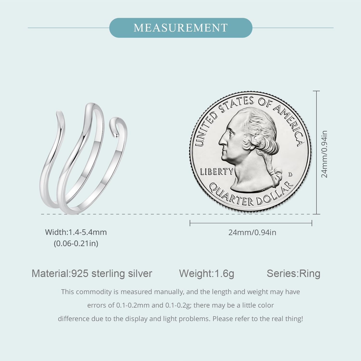 MUNDELL 925 Sterling Silver Simple Multi-layer Leaf Adjustable Ring Green Lucky Leaves Statement Ring for Women Promise Ring Fine Jewelry - Image 6