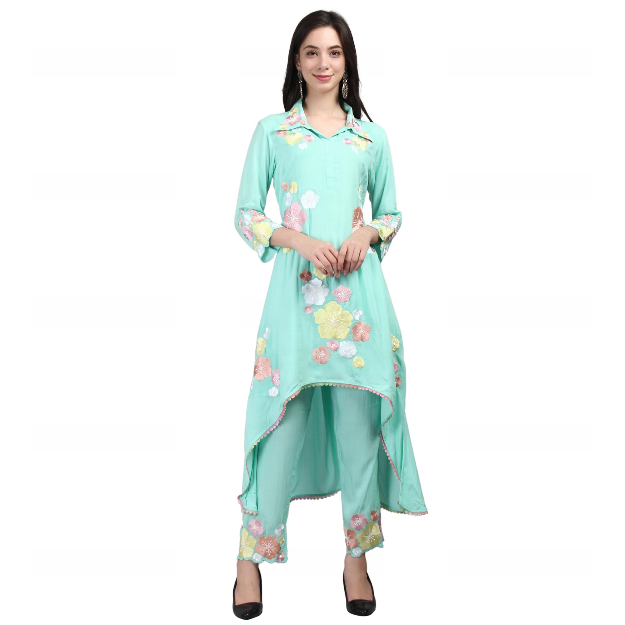 Krishika KreationModal Fabric Paint with Machine emb & Hand Work Kurti Set for Women