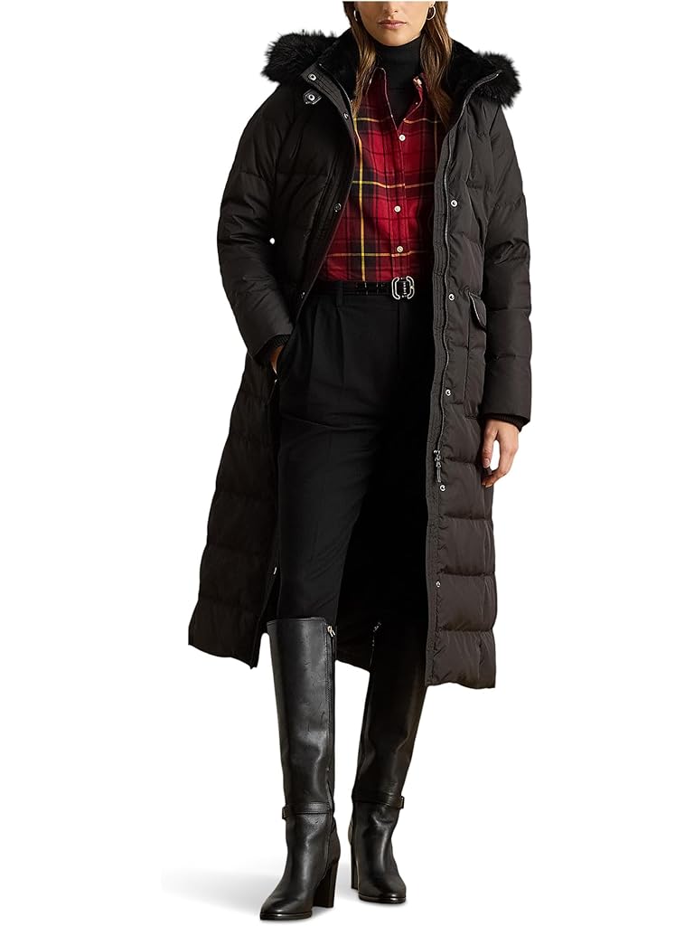 Black Lauren Ralph Lauren Ff Trim Puffer 50/50 45"