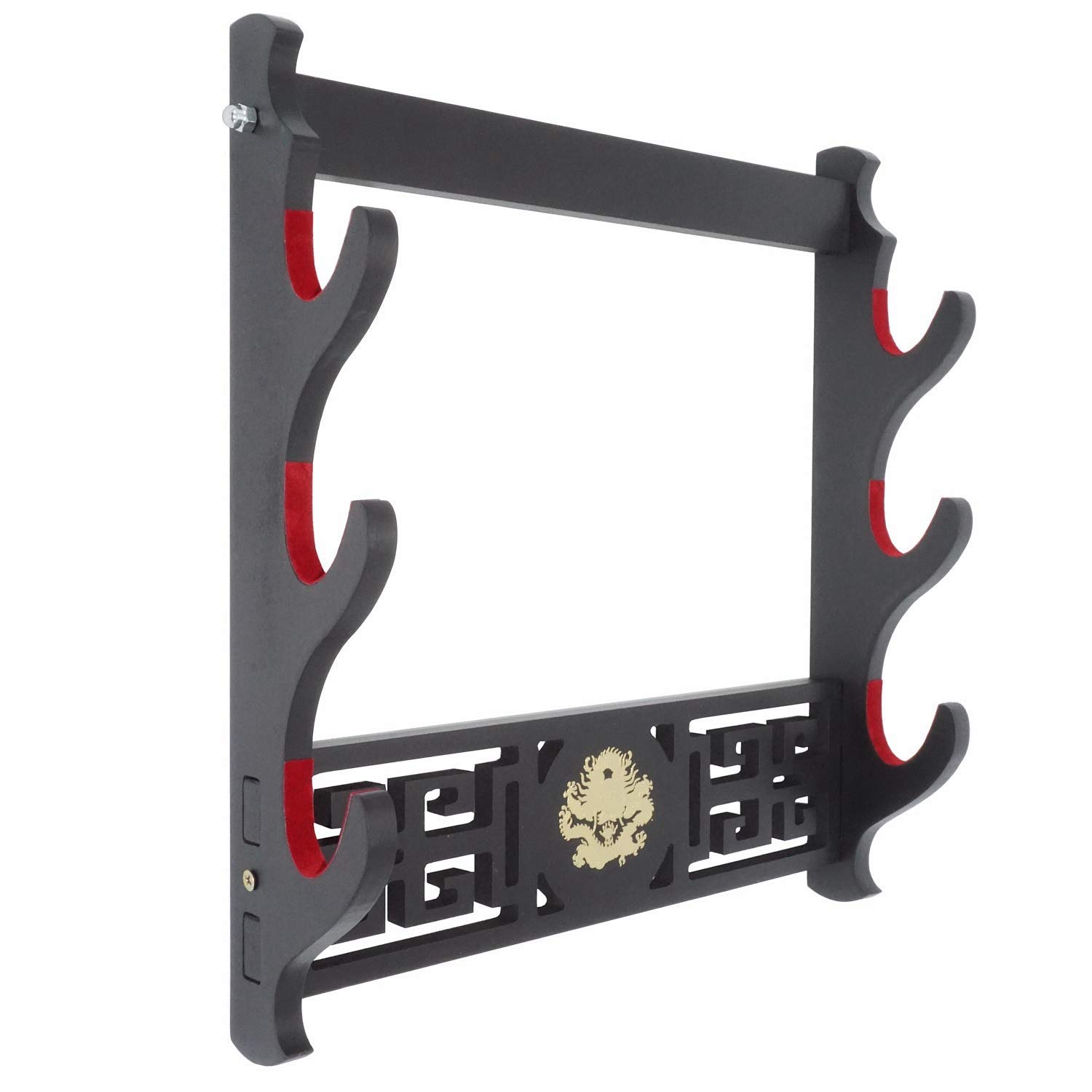 Cohki Wall Mounted Padded Velvet Katana Stand Samurai Sword Holder Dragon Style 3-tier