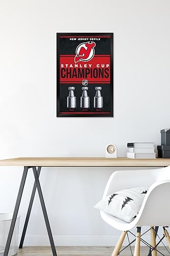 Miniatura 6 de Trends International NHL New Jersey Devils - Póster de pared de Champions 23, 14.72 x 22.37 pulgadas, versión enmarcada en negro