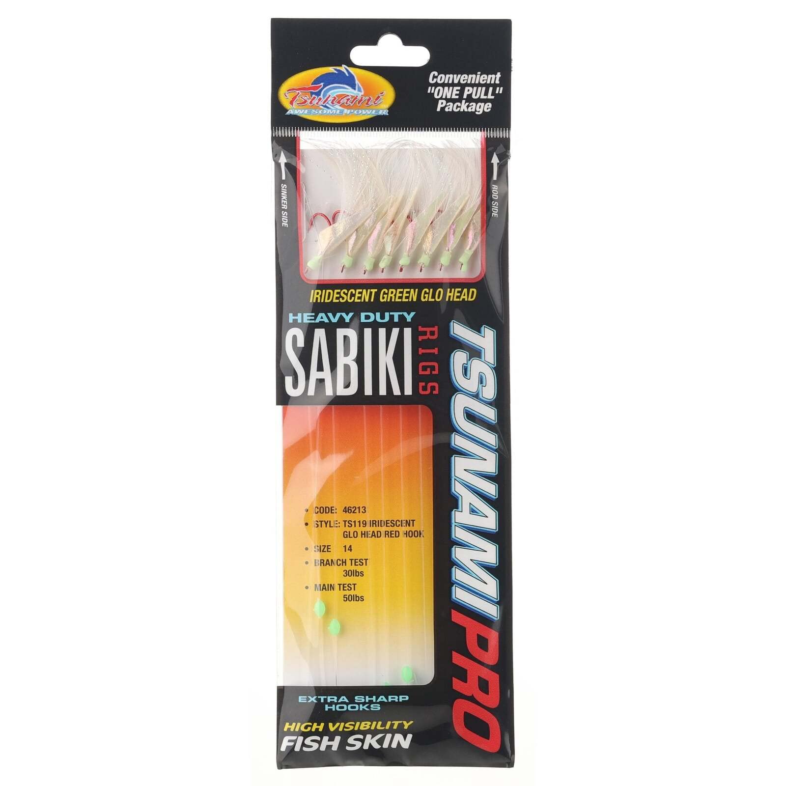 TSUNAMI Sabiki Rig 46213 Glo Head Red Hook size 14