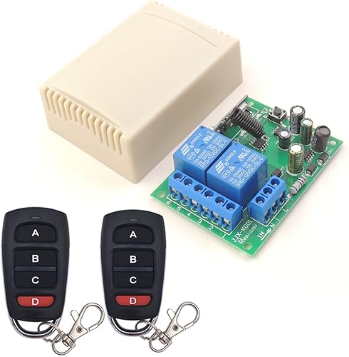 DieseRC AC 110V 120V 240V Interruptor de control de radio 2 canales 433Mhz RF inalámbrico Relé receptor Junta y 2 transmisores con 4 botones para