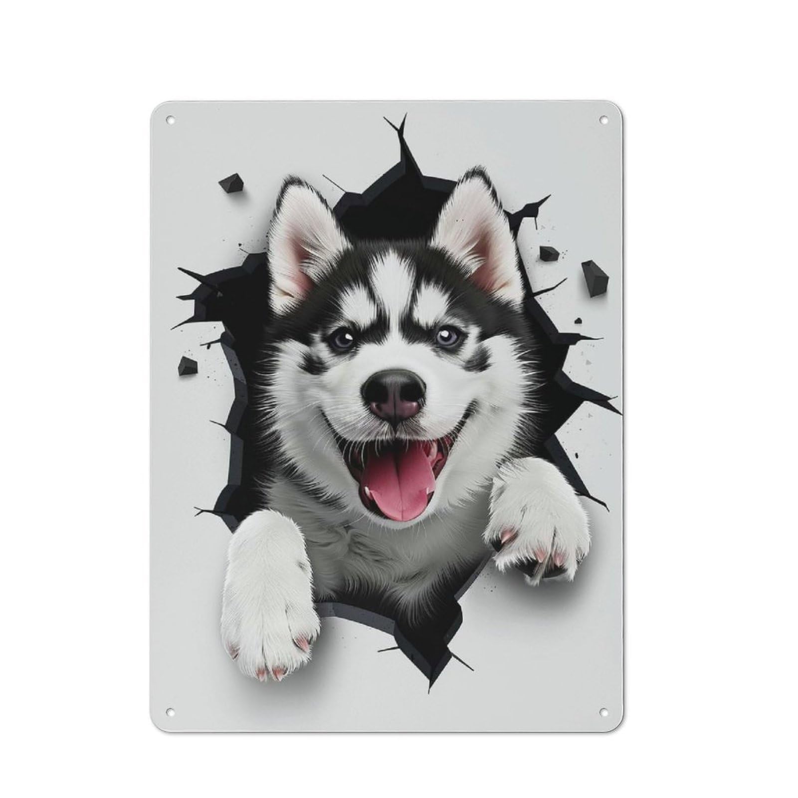 Junmoney Style-16 Weathered Look Siberian Husky Dog Metal Wall Sign 40X30cm, Shed Wall Plaque For Tool Room, Garage, Studio Or Home Bar