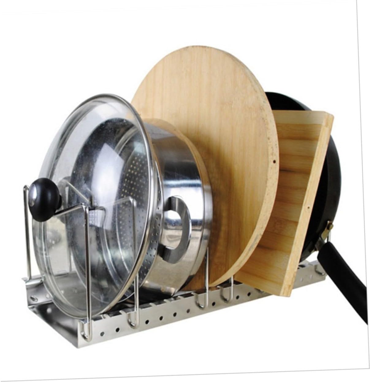 Stainless Steel Pot Lid Rack Compartment Lid Organizer for Kitchen Pan Cutting Board Holder