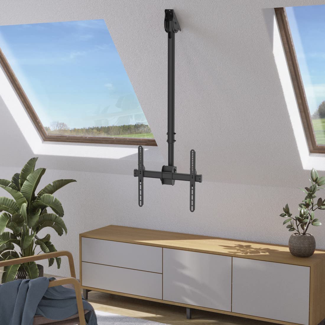 Hama 118655 Supporto per TV da soffitto, Nero