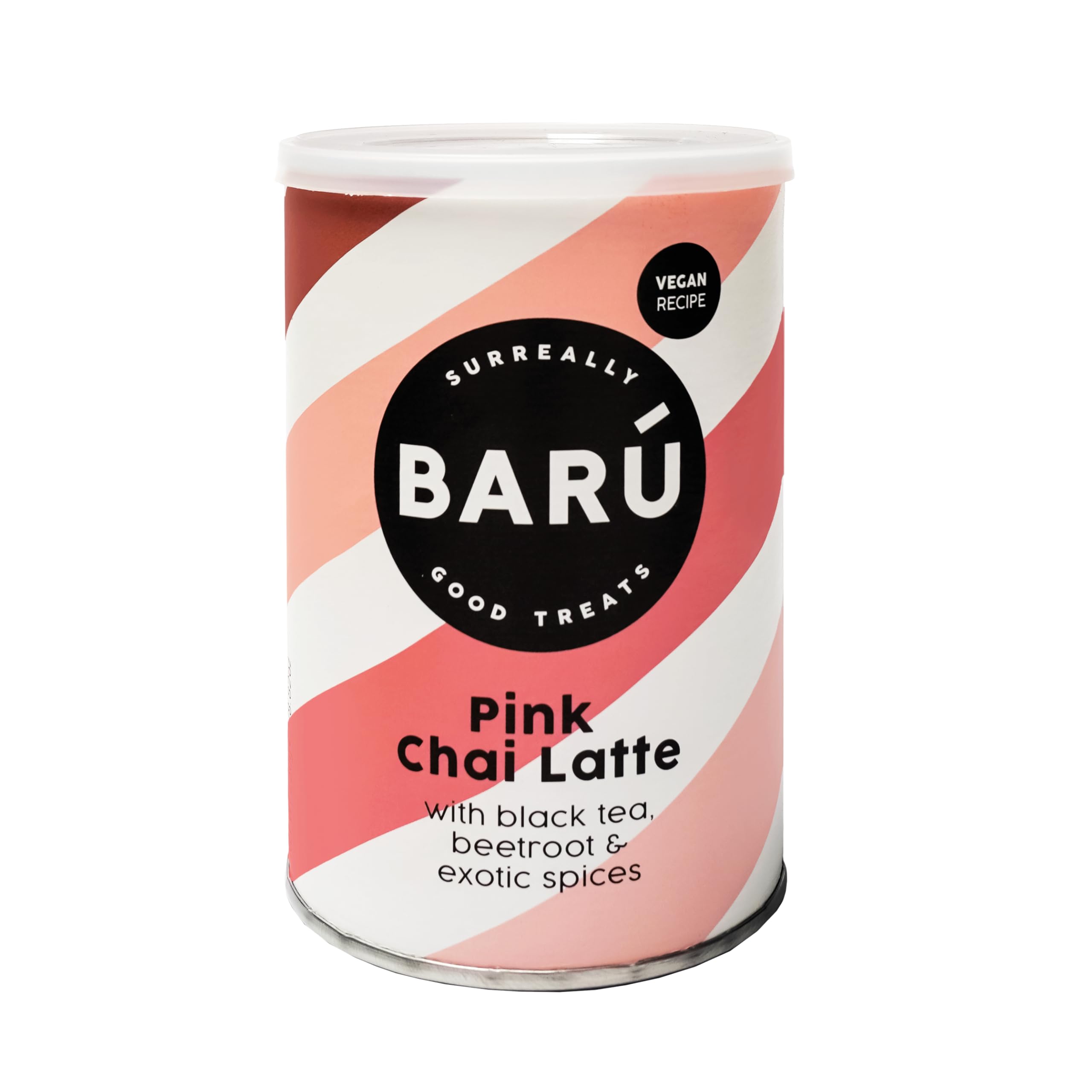 Barú Pink Chai Latte – Packung 4 x 250 g – Instant-Zubereitung mit Schwarztee, Gewürzen & Rote Bete – Vegan, natürlich, ohne künstliche Aromen – 48 Tassen – Handgemacht in Belgien