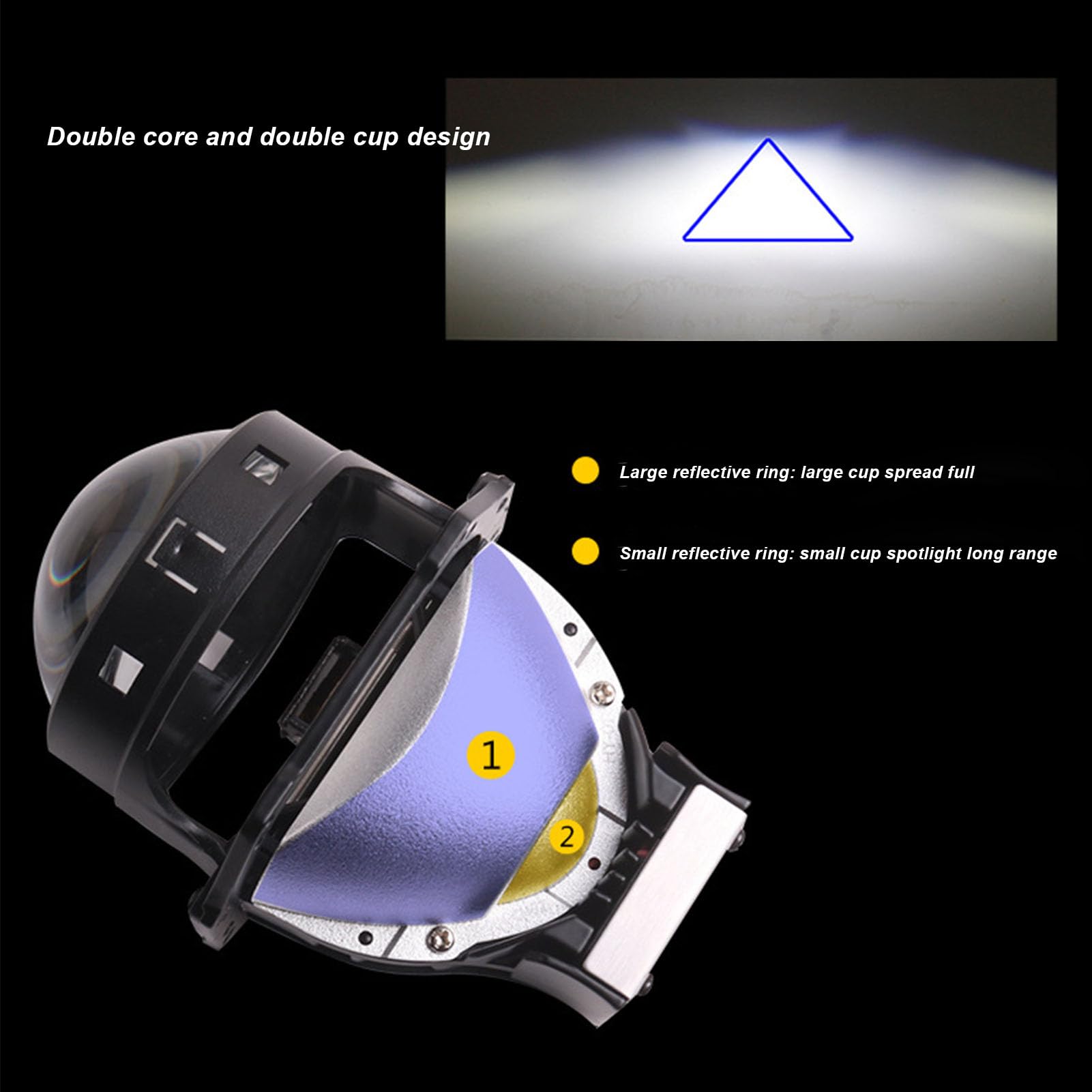 Faros Delanteros LED Torvex, Bombillas para Faros Delanteros de Doble Lente de 3 Pulgadas, lámparas para proyector 5500K 9-24V, compatibles con vehículos H1 H4 H7 HB3 HB4 D1 (Ojos de ángel Amarillos
