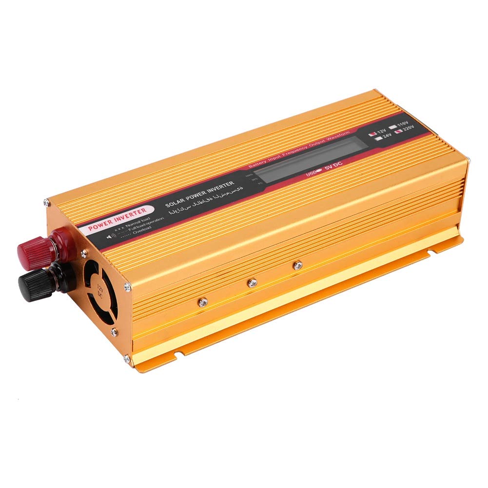 Inversor de onda sinusoidal modificada de 2000 W con cargador USB, carcasa de aleación de aluminio resistente para coche y viajes