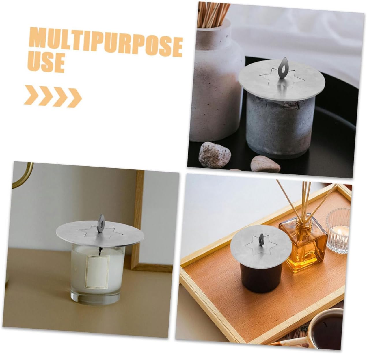 OUNONA Stainless Steel Candle Jar Lid Shade Fit Candle Snuffer Accessory for Elegant Decoration and Functional Sealing Cover