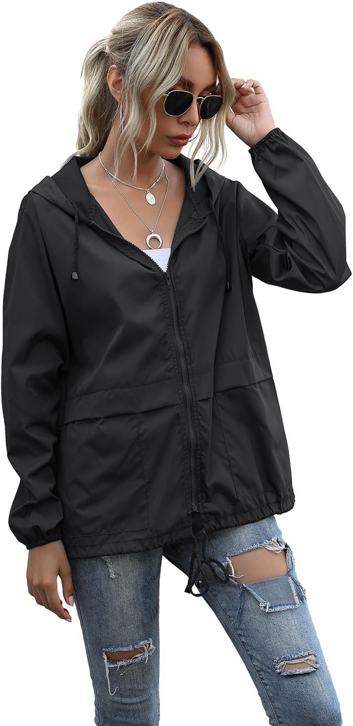 Women's Waterproof Raincoat Lightweight Rain Jacket Hooded Adjustable Windbreaker Rain Coats with Pocket for Outdoor - Image 6