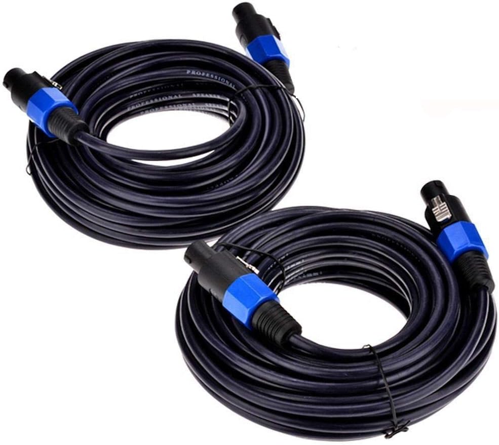 2Pack 25 ft Male Speakon to Speakon Cables, Professional 12 Guage AWG Audio Cord DJ Speaker Cable Wire with Twist Lock - 2 Conductor.