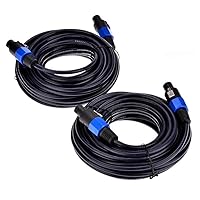 Vista 10 de Paquete de 2 cables de altavoz macho de 50 pies a altavoz, cable de audio profesional de 12 calibres AWG para DJ con bloqueo giratorio, 2
