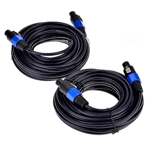 Yuyaokk Paquete de 2 cables macho de 25 pies de Speakon a Speakon cable de audio profesional de calibre 12 AWG cable de altavoz de DJ con bloqueo