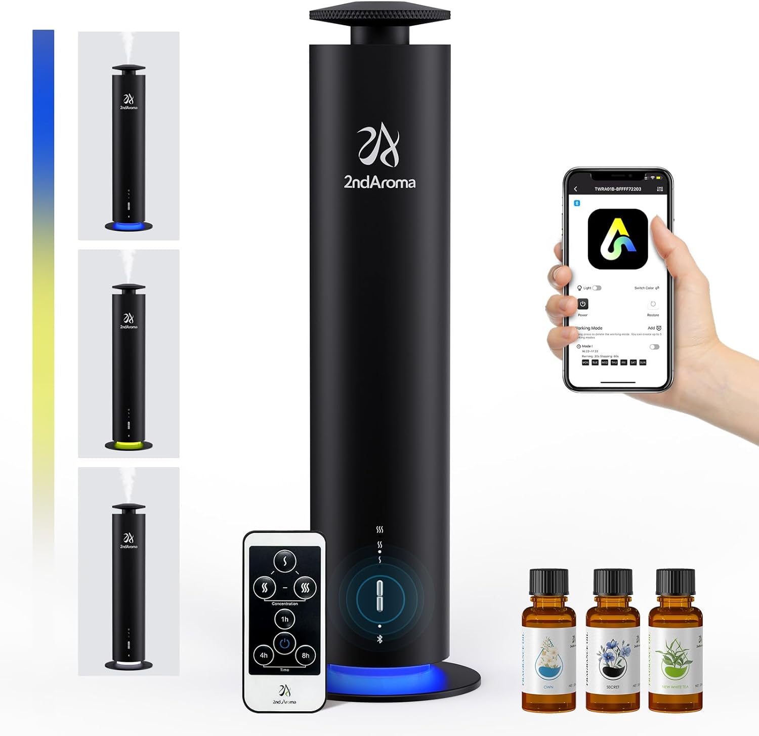 Kit de iniciación de difusor de aroma sin agua, difusores para oficina en casa, hotel, cobertura de 1000 pies cuadrados, difusor de aceite esencial