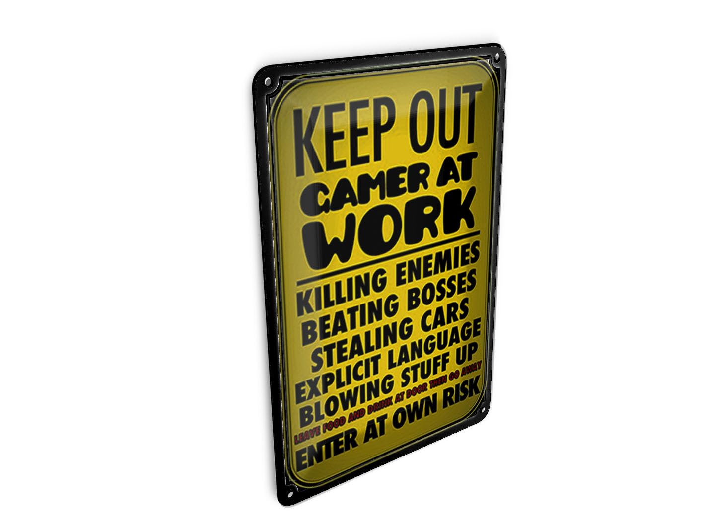 Femer Girls Multicoloured Tin Postcard With Saying 10 X 14 Cm Keep Out Gamer At Work Enter Decorative Sign