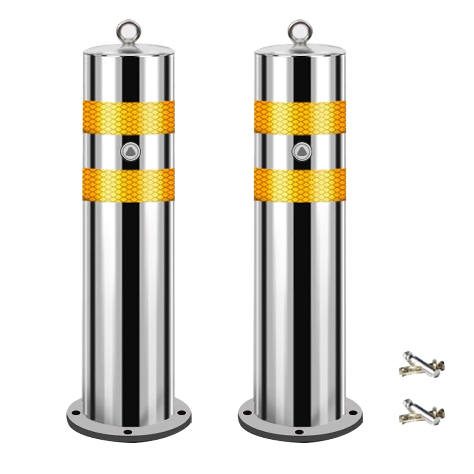 GHHVFEC Stainless Steel Removable Bollards with Reflective Strips2pcs Durable Security Posts for Driveways & Traffic Control Ideal for Driveway Barriers