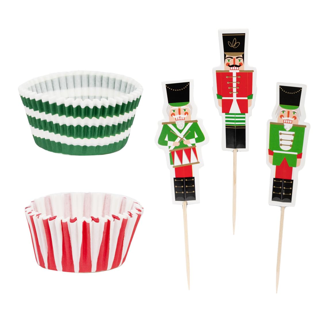 Nutcracker Cake Cases and Toppers - A Christmas Baking Cupcake Kit for Kid or Adults 24pieces - NO Plastic