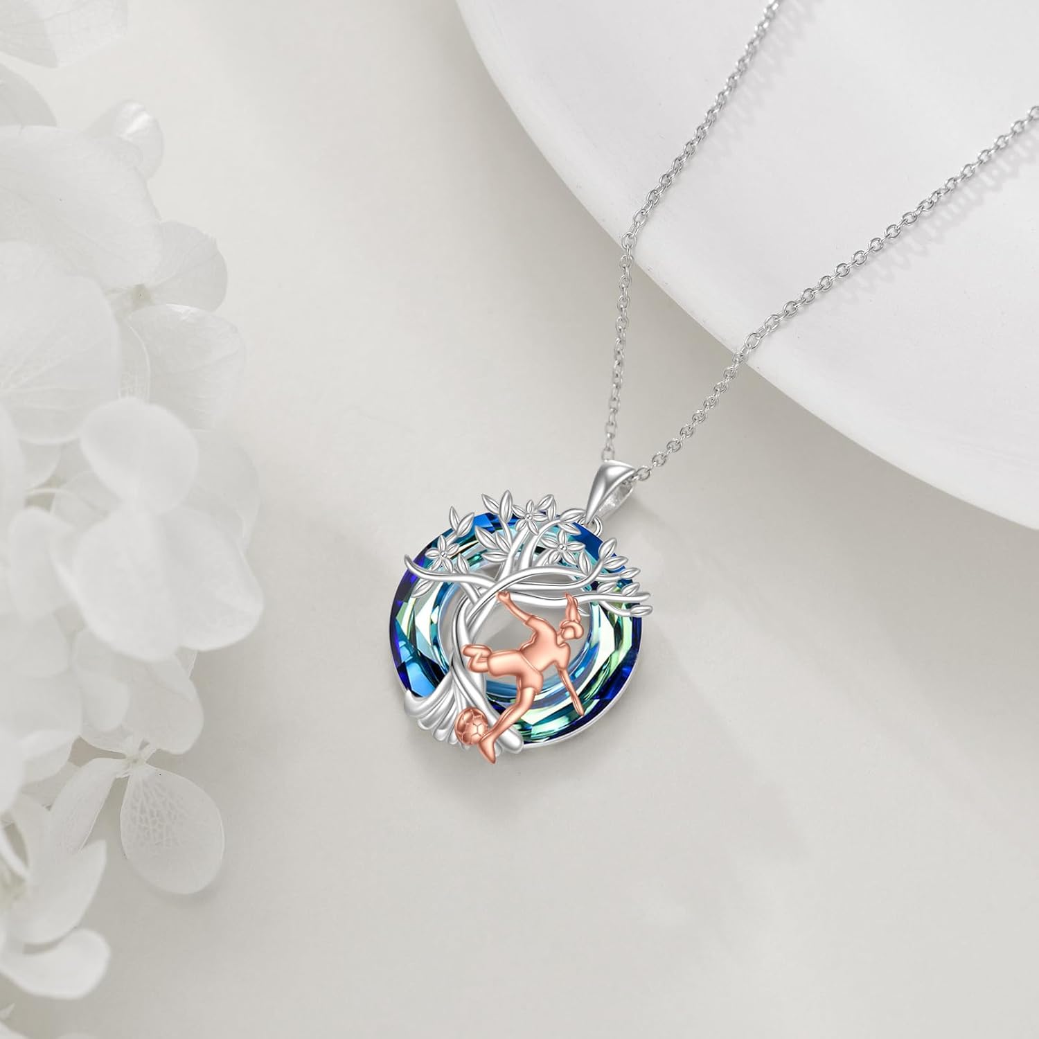 YFN Tree of Life Necklace Sterling Silver Crystal Jewelry Graduation Birthday Gifts for Women