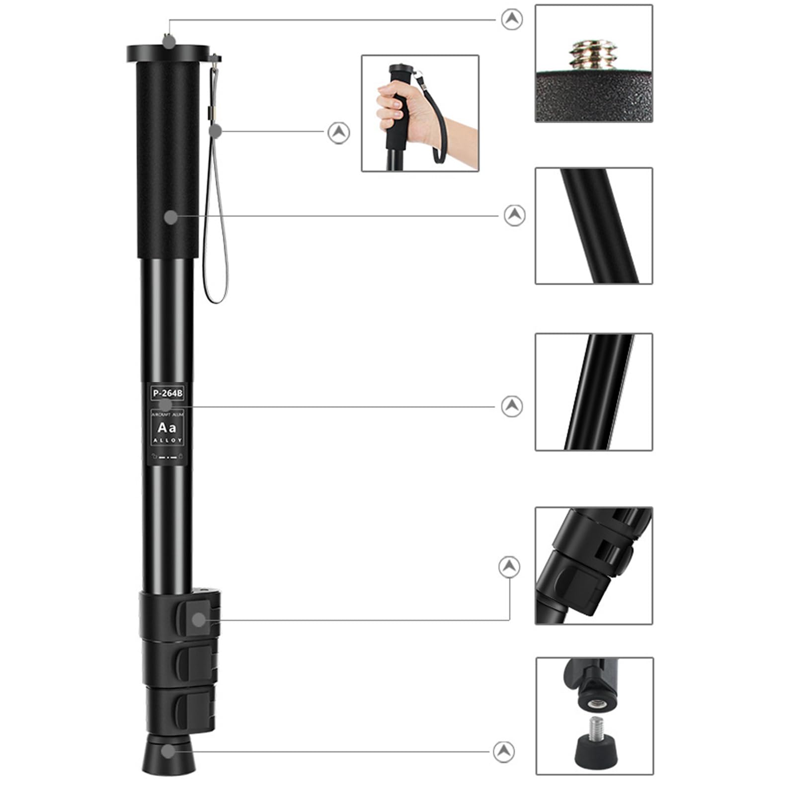 Monopié extensible de aluminio para fotografía, accesorio portátil ligero para cámara réflex digital
