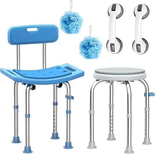 Medhelp Silla de ducha con respaldo para interior de ducha y taburete de ducha para bañera, taburete de ducha ajustable, asiento de baño