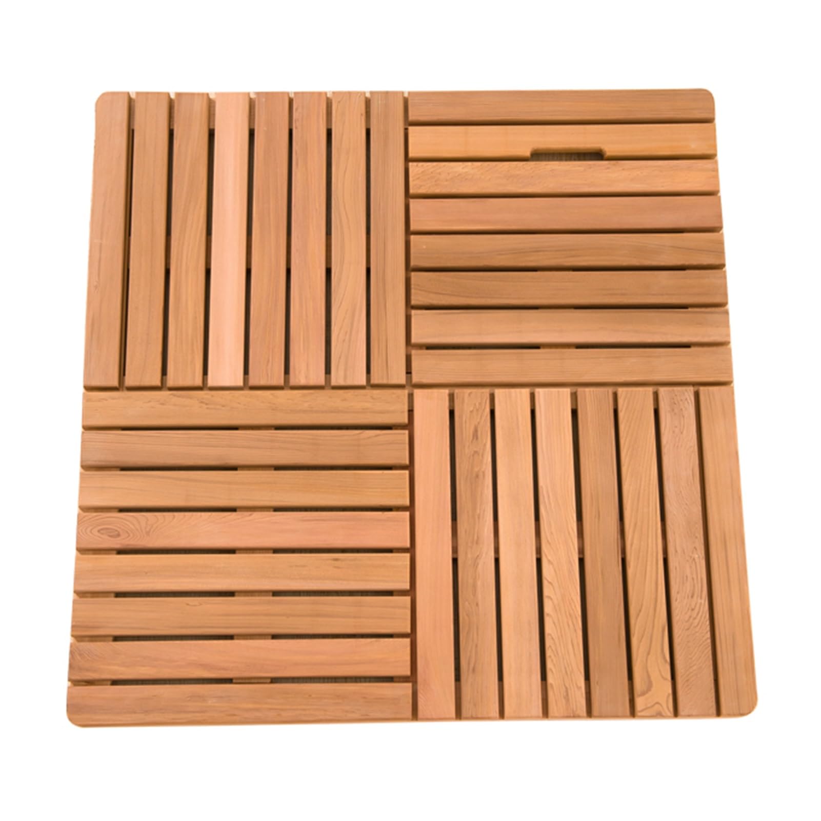 QIYFOZ Non-Slip Waterproof Solid Wood Shower Mat, Easy-Clean Drain Board with Wide Slats, 19.7"x19.7" Bath Mat for Bathroom, Pool, & Plant Stands (Brown)