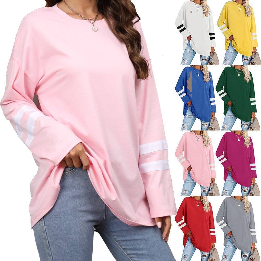 Women's Long Sleeve T Shirts Loose Casual Crewneck Tunic Tops Soft Blouse Oversized - Image 9