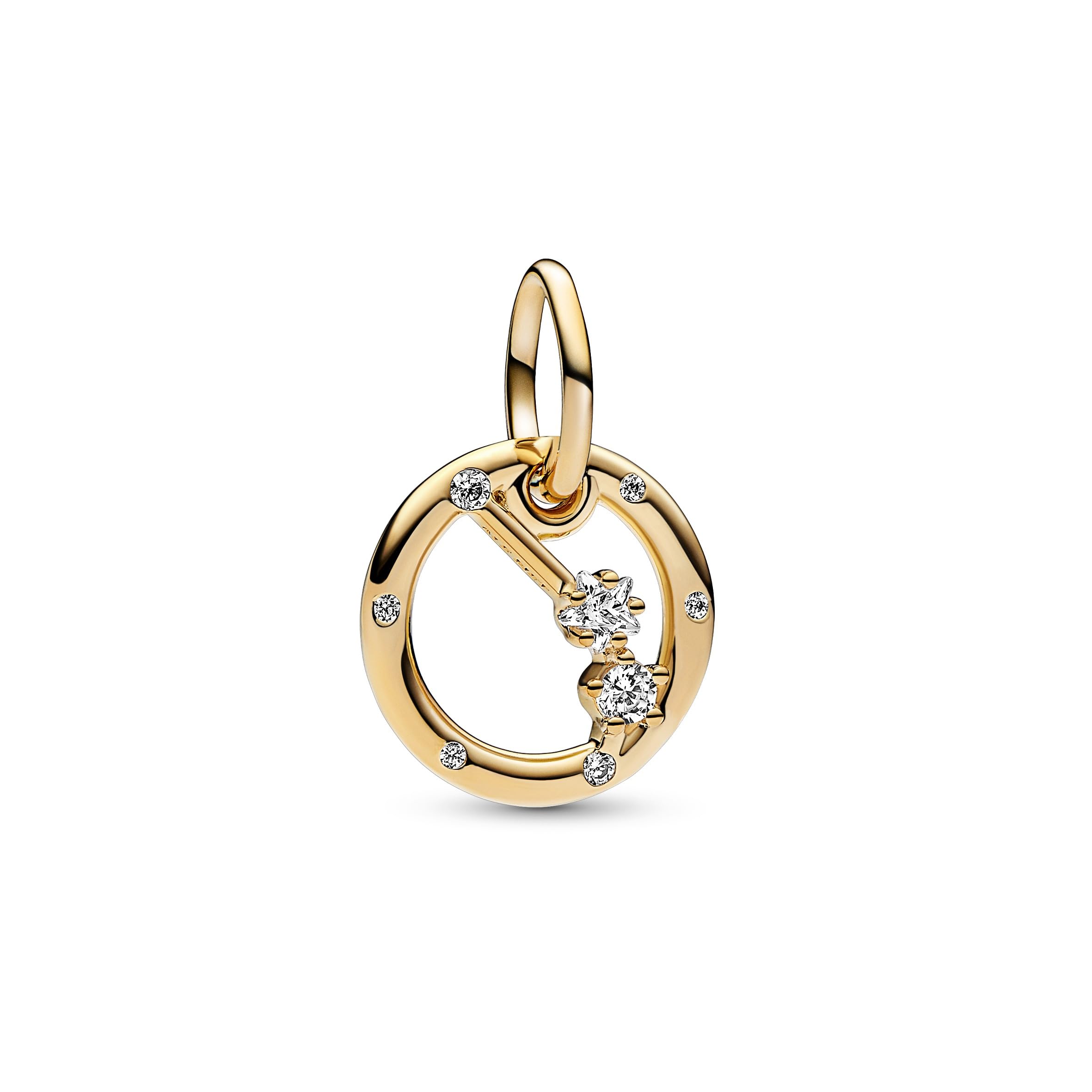 Pandora Moments Aries zodiac 14k gold-plated dangle with clear cubic zirconia
