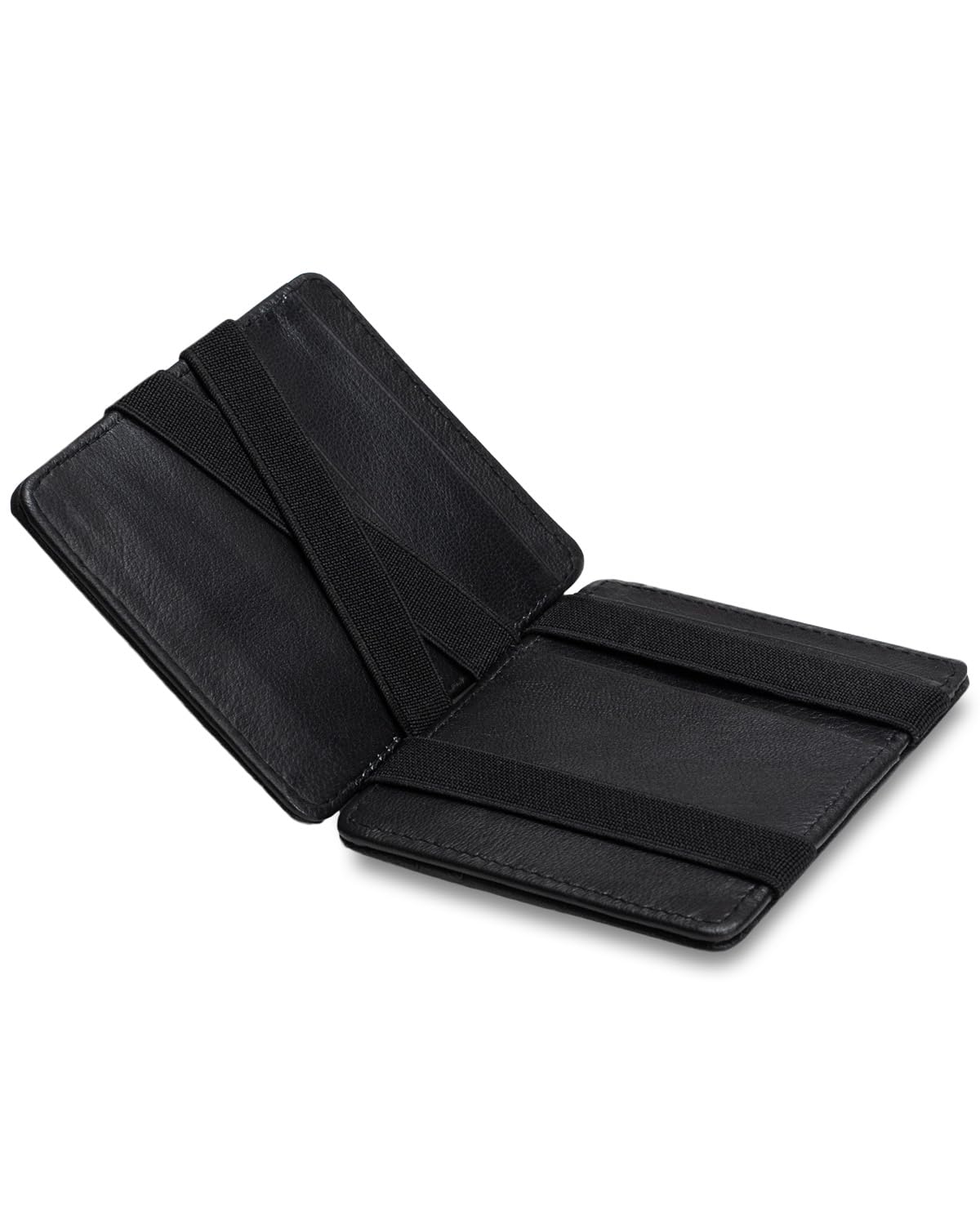 Lederhand® Magic Wallet – Echt Nappaleder Geldbörse handgemacht für Herren und Damen flaches Portemonnaie mit Münzfach und Platz für 8 Karten | Farbe Schwarz